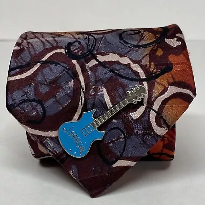 J Garcia Mens Tie Silk Another Butterfly 61” EXTRA LONG XL TALL + Guitar Pin  B1 • $22.39