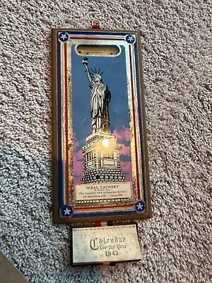 Old War  1943 Statue Of Liberty Mirror Thermometer Calendar Advertising Stars • $65