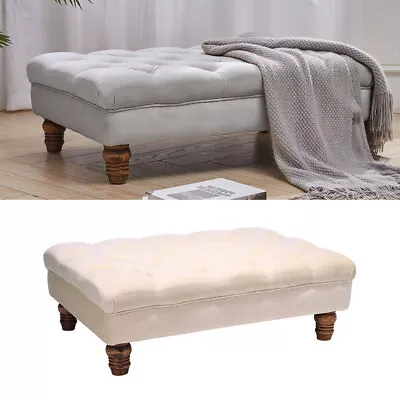 Deep Button Coffee Table Stool Chesterfield Bench Velvet Padded Pouffe Footstool • £65.95