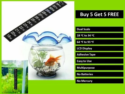 £1.22 • Buy Lcd Adhesive Strip Flat Thermometer Stick On For Window Fish Tank Aquarium