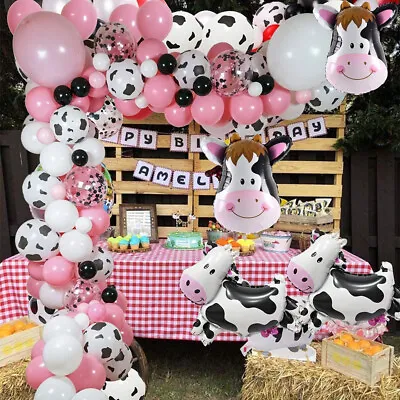 Farm Animal Theme Cow Print Balloon Garland Arch Kit Party Decoration Supply • £4.56