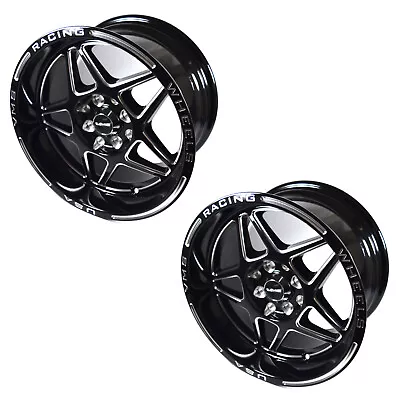 VMS Racing Delta 15X8 Black Polished Drag Rims Wheels 5X100 5X114 +20 5.3  BS X2 • $399.95