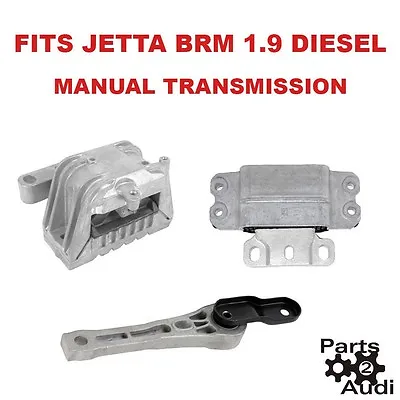 Motor Transmission Mount Mounts Set Kit VW Jetta TDI BRM Eng 1.9L  Diesel Manual • $159.59