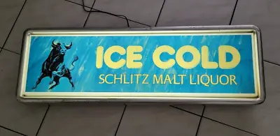 Vintage Schlitz Malt Liquor Beer Lighted Sign 3d  Ice Cold  (38x12) Rare Works • $80