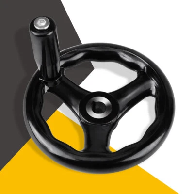 £17.09 • Buy 1X 12*125mm Black Round 3 Spoke Hand Wheel With Revolving Handle Machine Plastic