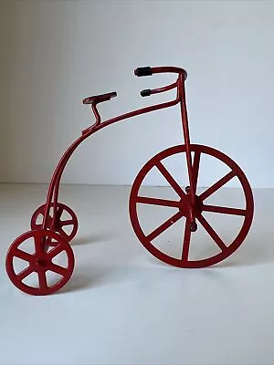 Vtg Dollhouse Miniature Penny Farthing Red Metal High Wheeler Tricycle Ornament • £12.64