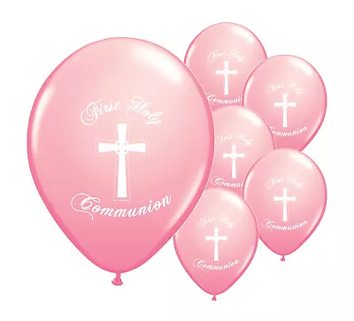 10 X PINK FIRST HOLY COMMUNION 12  Girl Helium Balloons Party Decorations  (PA) • £2.99