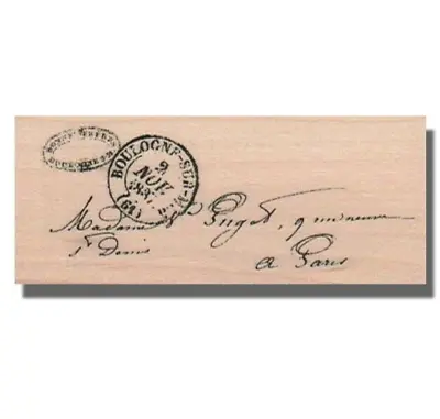 Mounted Rubber Stamp PARIS ADDRESS Post Postage Script Mail Mixed Media Art • $9.74