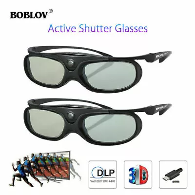 2x 3D Active Shutter Glasses DLP-Link Glasses For Acer BenQ Optoma Home Proj C1M • $54.31