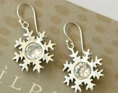 $83.60 • Buy Silpada Cubic Zirconia Sterling Silver Snowflake Dangle Earrings W1459 CZ 