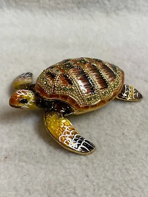 Jeweled / Enameled Turtle Hinged Trinket Box • $39.95