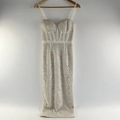 Elle Zeitoune Womens Dress Size 8 Midi Length Beige/ Cream Lace VGUC • $80