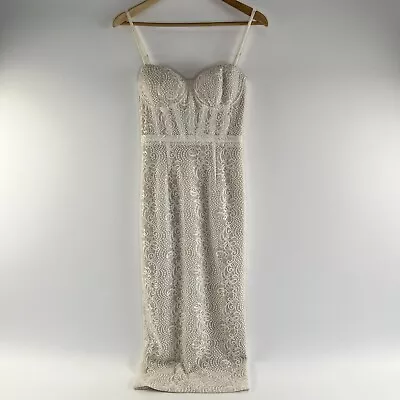 Elle Zeitoune Womens Dress Size 8 Midi Length Beige/ Cream Lace VGUC • $80