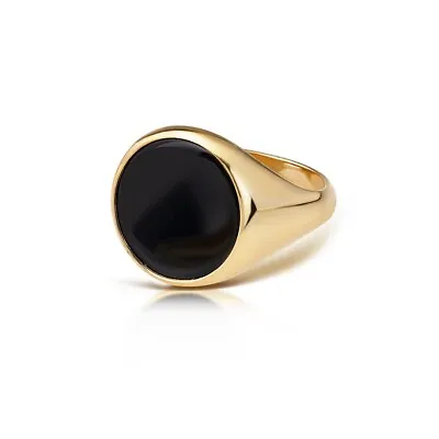 Handmade Signet Black Onyx 14k Gold Ring Vintage Mens Ring Gift For Husband • $55.25