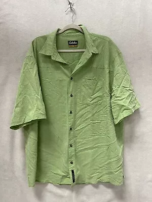 Cabelas Shirt Mens Large Tall 2XLT Short Sleeve Button Up Green Outdoor Modal • $17.99