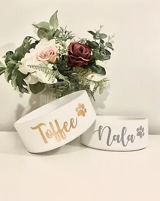 Personalised Name Pet Bowl Ceramic Cat Dog Food Water Small Large • £12.99