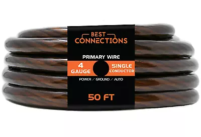 BEST CONNECTIONS 4Ga 50ft Black Translucent Power/Ground Electrical Auto Wire • $44.95