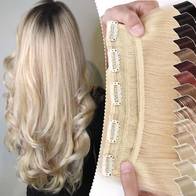 $15.10 • Buy Russian 100% Real Remy Hair One Piece Clip In Human Hair Extensions Half Head US