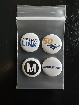 Metrolink  Amtrak Coaster ( 4 Pack Pin Set)  Pinbacks Trains Railfan Metro • $13.99