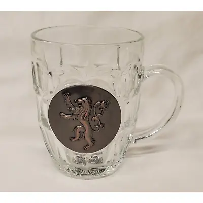 House Lannister Lion Sigil Game Of Thrones Crystal Glass Stein With 3D Pewter Em • £7.71