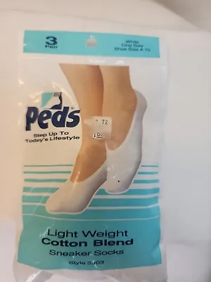 3 Pack NWT Vtg PEDS No Show Socks PEDS Sneaker Socks Womens Sz 4-10 • $10