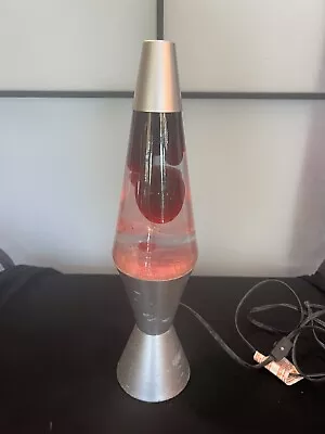 Retro  2003 Glitter And Motion # 8000 Red Lava Lamp. Silver Base W/ Blemishes. • $25