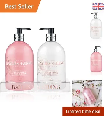 Pink Magnolia & Pear Blossom Hand Wash And Lotion Set - 16.9oz - Vegan Friendly • £13.99