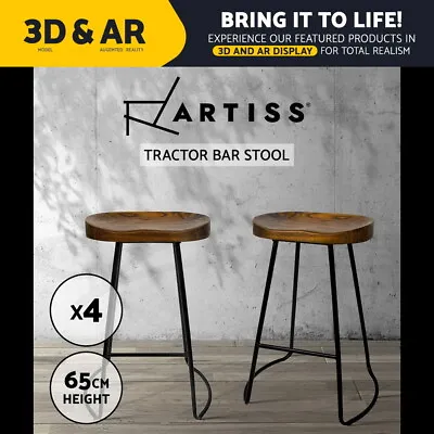 $332.17 • Buy Artiss Vintage Tractor Bar Stools Retro Bar Stool Industrial Chairs Black 65cmX4