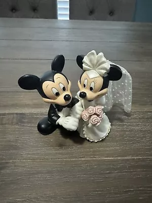 DISNEY Wedding Mickey Mouse And Minnie Bride And Groom Porcelain Cake Topper • $25