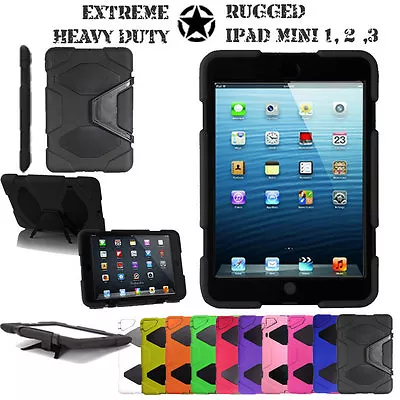 IPad Mini 3 2 1 Tough Hard Rugged HEAVY DUTY Shock Protective Survival Case • £7.95