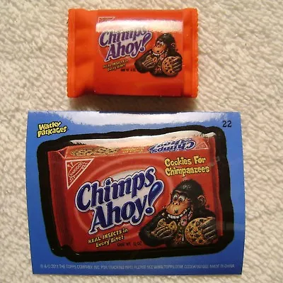 1.5  Wacky Packages Chimps Ahoy Eraser Sticker Card Topps 2011 Chips Cookie RARE • $7.99