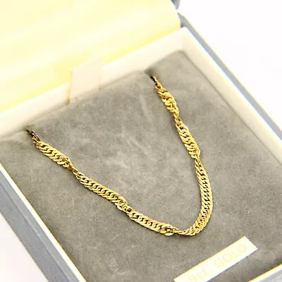 Vintage 9ct Singapore Chain Necklace Twist Link Design 9 Carat Yellow Gold HM • £180