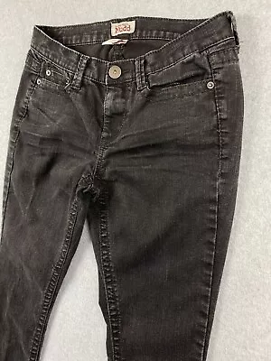 Mudd Juniors' Size 7 W28 Black Denim Thick Stitch Skinny Jeans • $16.95