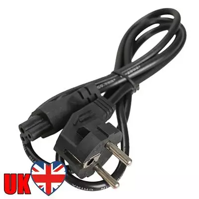 1M EU 3 Prong 2 Pin AC Laptop Power Cord Adapter Cable Black  • £4.67