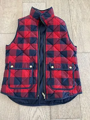 J Crew Excursion Vest Womans Small Buffalo Check Red Down Puffer • $45