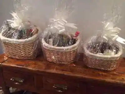 Make Your Own HAMPER Kit Includes Buff Oval Basket Cellophane & Bow S M L Xmas • £11.99