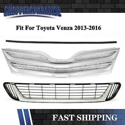 Front Silver Upper Lower Grille + Grille Molding Trim For Toyota Venza 2013-2016 • $72.99