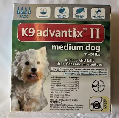 Bayer K9 Advantix Ll For Medium  Dogs 11 - 20 Lb EPA . Approved ( 4 Doses ) • $57.89