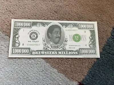 Brewster’s Millions Vintage Original Promotional Million Dollar Note 1986. • £5