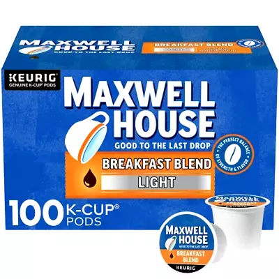 Maxwell House Breakfast Blend Light Roast K-Cup Coffee Pods 100 Ct • $50.99