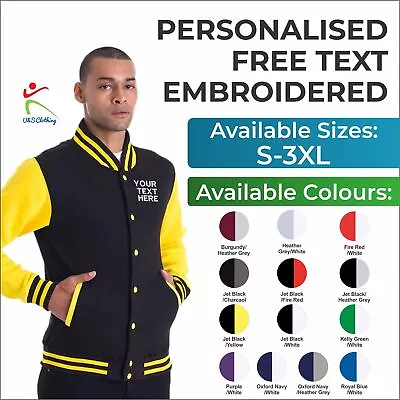 £26.15 • Buy Personalised Custom Embroidered American Baseball Jacket College Varsity Casual