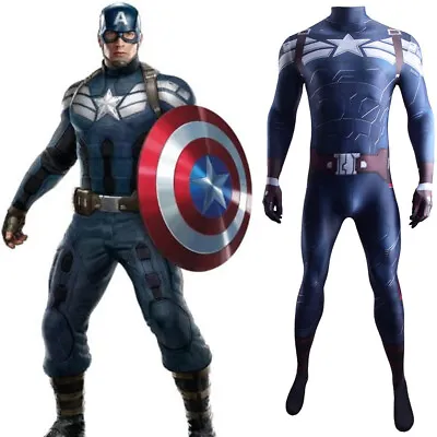 Captain America 2 The Winter Soldier Jumpsuit Superhero Adult Kids Bodysuit Mens • £31.80