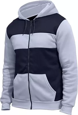 Angbater Men S Full Zip Hoodie Colour Blocking Drawstring Sweatshirt Fashion Cas • £24.99