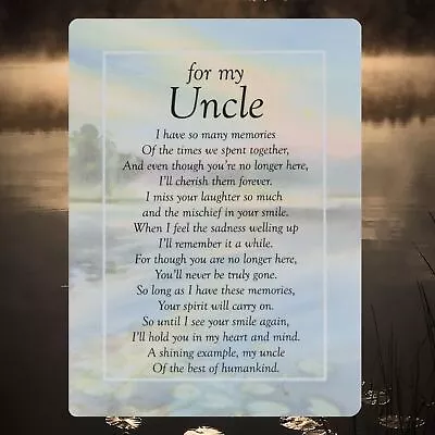 For My Uncle - Graveside Waterproof Memorial Card | Sentiment Poem | Tribute • £2.99