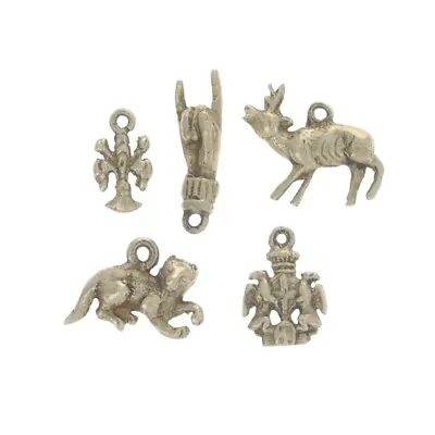 Gold Filled Vintage 5 Charm Set Fleur-de-lis Sign Language Deer Cat Coat Of Arms • $39.99