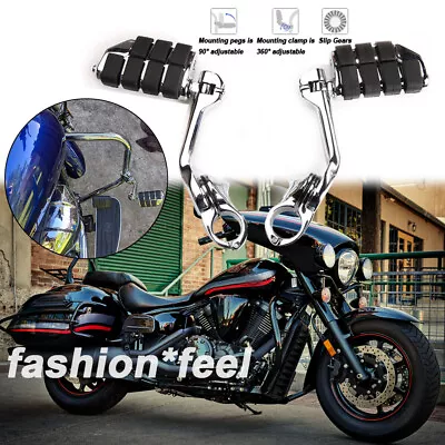 $79.99 • Buy Highway Foot Pegs Rest 1.25'' Engine Guards For YAMAHA V Star 1300 1100 650 250