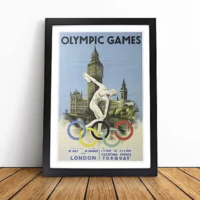 Vintage London Olympic Games Wall Art Print Framed Canvas Picture Poster Decor • £24.95