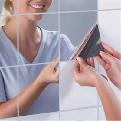 9PCS/Set Square Mirror Tile Self Adhesive Wall Sticker Home Room Decoratio Stick • $11.15