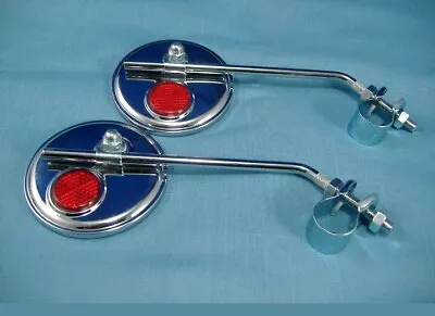 2 New Bicycle Handlebar  Rear  View   Mirrors Chrome Vintage /classic W Red Ref. • $19.99