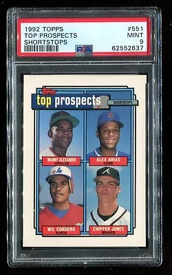 1992 Topps #551 Chipper Jones Top Prospects Shortstops PSA 9 Mint HOF~(PL) • $13